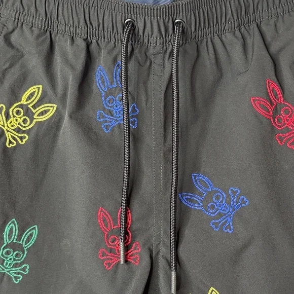 🐰 Psycho Bunny Ligon Embroidered Swim Trunks XS Men's Logo Pattern 🐰 - Picture 4 of 12